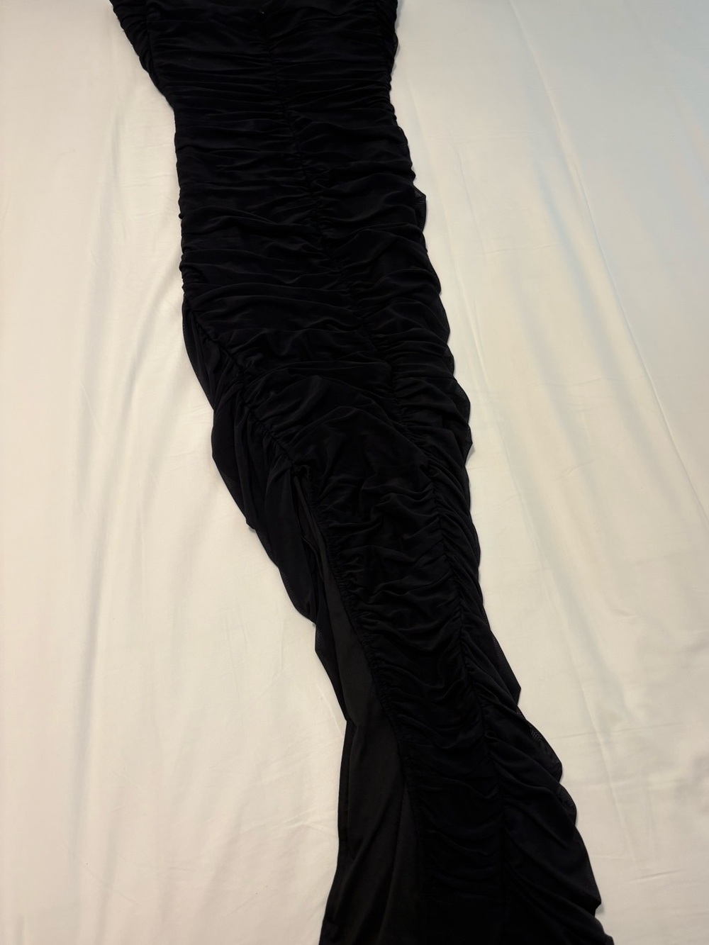 Ruched Strapless Black Evening Gown - Picture 4 of 7